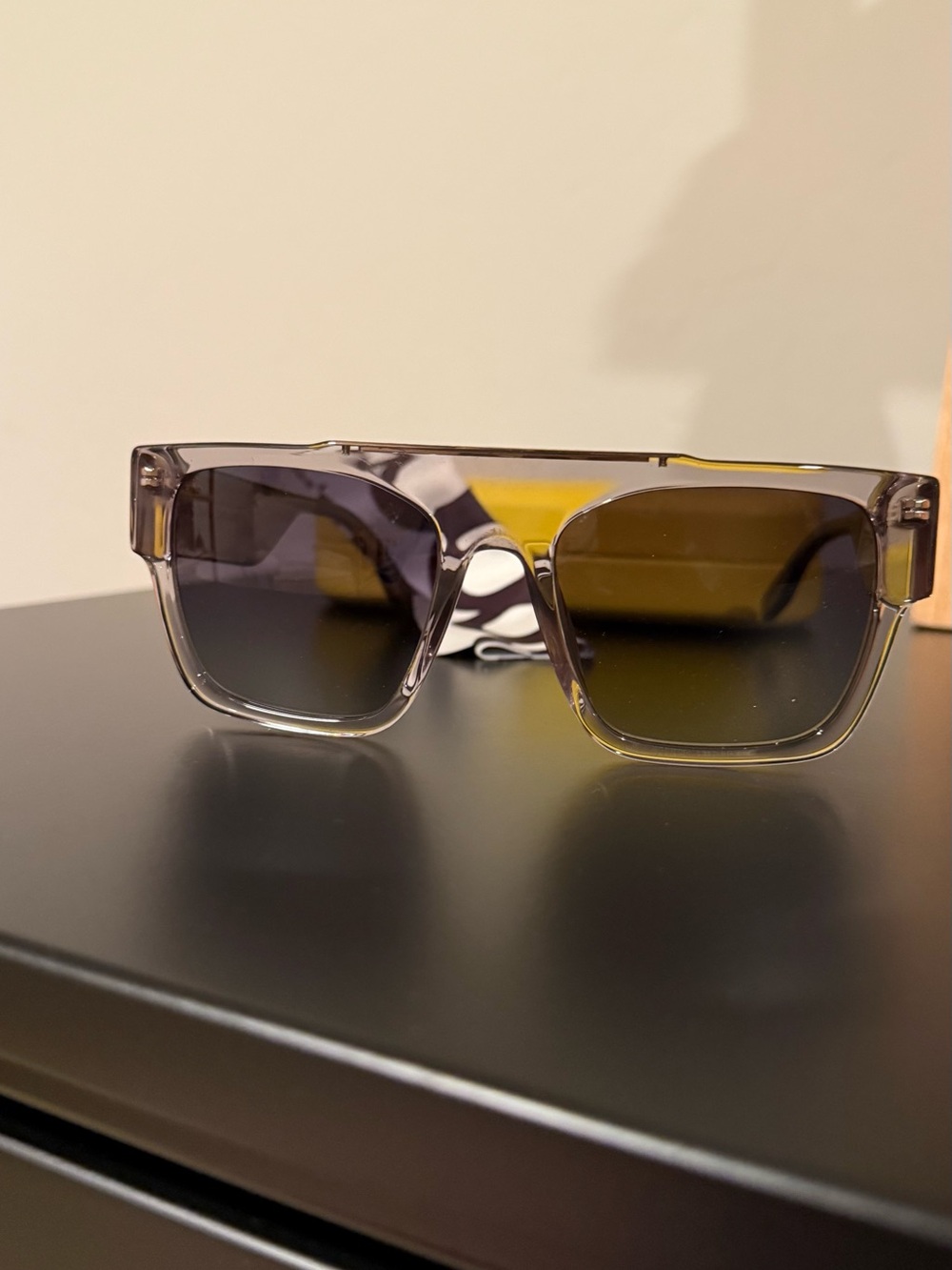 Marc Jacobs Transparent Gray Square Sunglasses with Gradient Lenses